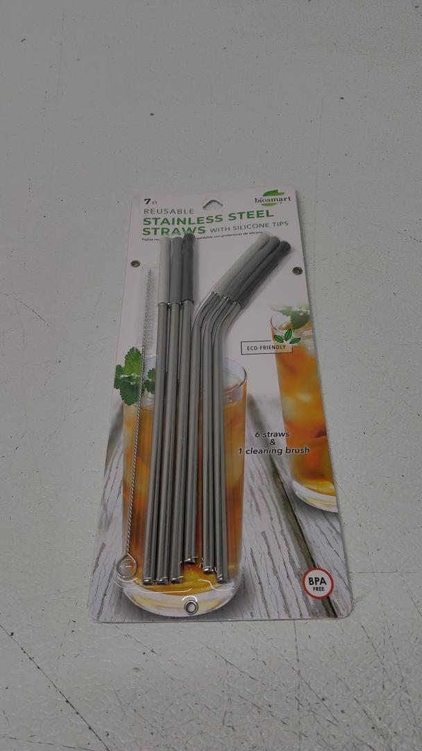 6 Pcs Reusable Metal Drinking Straws 8.5 Inch Stainless Steel Straw 6mm Diameter Wide -Compatible with 20oz Yeti Tumblers Eco-Friendly Washable non-plastic or glass - UNbreakable And Cutting Board & Paring Knife Set