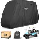 10L0L Golf Cart Cover 2/4/4+2 Passenger for Yamaha EZGO Club Car, Heavy Duty 420D Waterproof Windproof Durable Polyester Golf Cart Cover with 3 Zipper Doors for All-Weather Protection (Black/Silver)