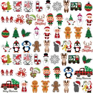 Dilunave 60 Sheets Christmas Iron on Transfers Santa Claus Patches Stickers Washable Heat Appliques Thermal Transfer Stickers for Shirt Cloth DIY Crafts Party Favors(Cute)