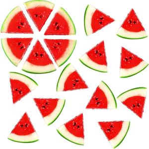 MTLEE 18 Pieces Fake Watermelon Slices Mini Fake Watermelon Decor Artificial Watermelon Realistic Simulation Artificial Fruit Decoration Watermelon Decor for Home Kitchen Party Decor Photography Prop