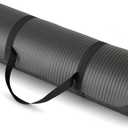 Extra Thick Exercise Yoga Mat with Carrying Strap (Black)