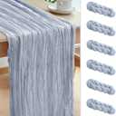 Le courant 6pcs 10Ft Cheesecloth Table Runner, Rustic Boho Gauze Cheese Cloth Runner Table Runner for Weddings Bridal Baby Shower Birthday Holiday Parties Home Decor, Dusty Blue