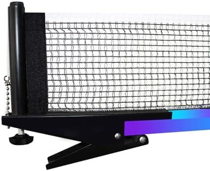 Portable Table Tennis Net with Clamps Collapsible Steel Post Ping Pong Net Set for Indoor/Outdoor Use Includes Clip Grip & Durable Mesh Easy Setup