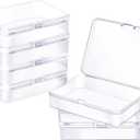 ZORRITA 6 Pack Small Plastic Containers with Hinged Lids, Rectangle Clear Plastic Storage Boxes for Beads, Jewelry, Game Pieces and Crafts Items (4.5 x 3.3 x 1.1 Inch)