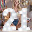 Pooqla 21st Birthday Decorations for Her Him, Large 12.6 in Tall Light Up Numbers for Party Table Decor, Big Marquee Numbers for Women Men 21st Birthday Gift Wedding Anniversary Decor, Cool White