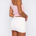 BAIGRAM Women Sleeveless Y2K Beaded Buckle One Shoulder Crop Tank Tops Asymmetric Ruched Slim Fit Summer Boho Going Out Tops Pink (Pink, L)