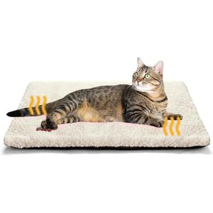 Self Warming Cat Bed Self Heating Cat Dog Mat 29.1 x 18.9 inch Extra Warm Thermal Pet Pad for Indoor Outdoor Pets with Removable Cover Non-Slip Bottom Washable Non Electric (Beige)