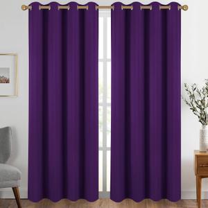 Diraysid Purple Grommet Blackout Curtains for Bedroom Thermal Insulated Room Darkening Curtains Drapes, 66 x 84 inch, 2 Panels