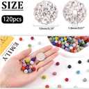 120pcs 10mm Rhinestone Beads for Jewelry Making, White Shiny Round Shamballa Disco Ball Beads Bulk, Sparkle Crystal Clay Christmas for Bracelet Baseball Necklace Earring Crafting and DIY