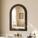 Arched Wall Mirror 24" x 36", Solid Wood Frame Bathroom Mirror, Walnut