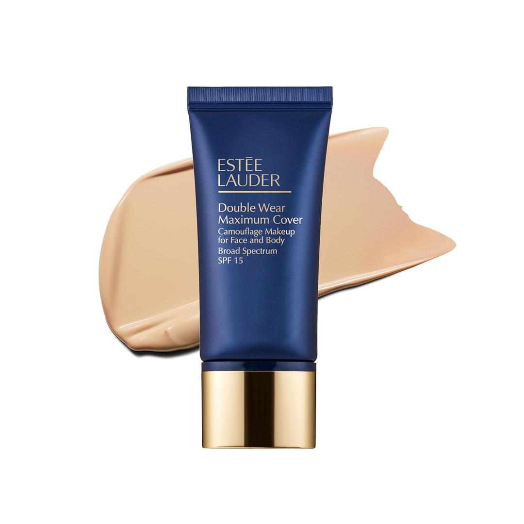 Este Lauder Double Wear 24-Hour Maximum Cover Camouflage Foundation for Face and Body SPF 15 | Full Coverage | Tattoo Cover Up Makeup Waterproof, 1.0 Fl Oz (1N1 Ivory Nude - Light with neutral peach undertones)