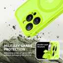 BERFY for iPhone 16 Pro Case, Compatible with MagSafe, Built-in Privacy Screen Protector, Camera Protection, Shockproof Full Body Phone Case 6.3", Translucent Bright Green