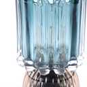 Battery Operated Lamp with Auto-Off Timer, Cordless Table Night Light for Bedroom & Entryway, Portable LED Lamp for Home, Outdoor, Camping No Battery Included (Glass Design-Smoke Blue)