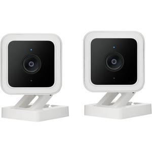 Cam v3 Security Camera for Pets, 1080p Color Night Vision Motion & Sound Detection Indoor/Outdoor Home Security Camera, Compatible with Alexa & Google, 2-Pack White