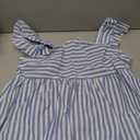Floerns Women's Striped Print Boat Neck Tie Back Sleeveless Maternity Peplum Blouse Tops, XL, Blue and White