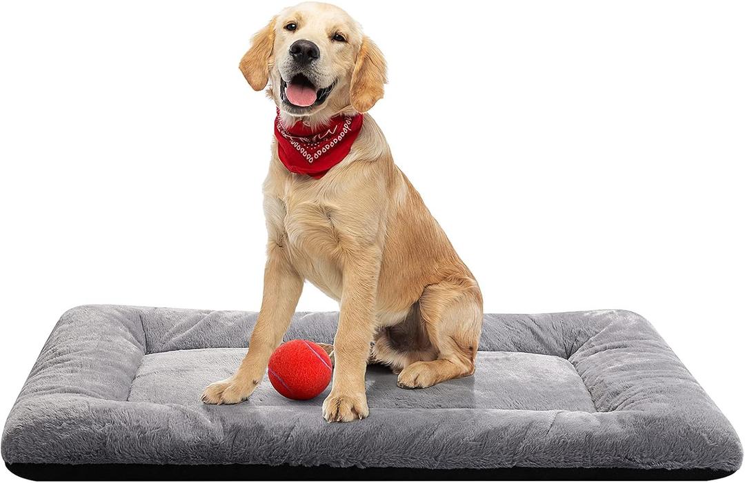 Dog Beds Crate Pad for Medium/Large Dogs Fit Metal, Ultra Soft, Washable & Anti-Slip Kennel Pad for Dogs Cozy Sleeping Mat, Gray 36inch