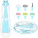 Electric Nail File Drill for Baby No Sharp Claws Hurt, 6 in 1 Safety Cutter Trimmer Clipper for Toes and Fingers (Blue)