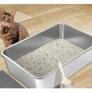 UWANGPET Stainless Steel Cat Litter Box,Odour Proof Litter Pan, Non-Stick, Easy to Clean, Rust Resistant, Non-Slip Rubber Feet