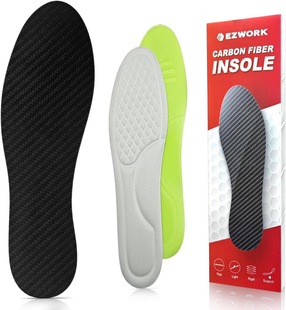 Carbon Fiber Insoles, Carbon Fiber Foot Plate 1 PC Rigid Shoe Insert Support Turf Toe, Foot Fractures, Morton Extension, Hallux Rigidus and Limitus - Alternative to Post Op Shoe (9.64"-Men's 7-7.5/Women's 8-8.5,245mm)