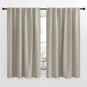 NICETOWN Blackout Curtains and Drapes for Kitchen - (Natural Color) 52 inches Wide by 54 inches Long, 2 Panels Set, Thermal Insulated Blackout Window Drapes (52"W x 54"L (Pack of 2))