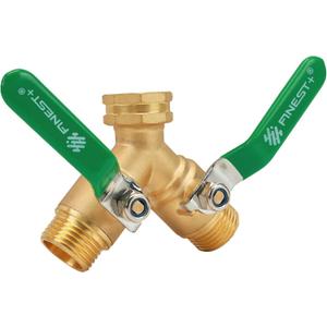 Garden Hose Splitter 2 Way, Heavy Duty Brass Y Valve Garden Hose Splitter With Stainless Steel Long Handle, Full Flow Hose Splitter Connector, Y Valve 3/4 Inch GHT Thread