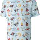 N NUCLTCK Men's Hawaiian Shirt for Men Wrinkle Free Casual Printed Beach Shirt, Horse Racing Men's Casual Button Down Shirts Regular Fit Short Sleeve Holiday Summer Shirts for Men, XXL