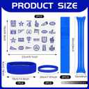 Bonuci 72 Pcs Blue Spirit Wear Man Accessories Items Bulk Team Spirit Week Field Day Camp Spirits Color War Accessories Fake Mustache Crazy Hair Wig Bandana Tattoo Noisemaker Eye Black