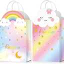 TaoBary 16 Pcs Rainbow Party Favor Bags 8.3 x 6 x 3.2 Inch Rainbow Cloud Birthday Goodie Candy Present Bags with Handles Pastel Treat Gift for Girls Kids Baby Shower Party Decor Supplies