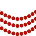 MECCANIXITY 3Pcs Felt Ball Garland Red Pom Pom Garland Handing Balls 8.2 Feet Long 24 Balls Party Banner Decor for Christmas Birthday Party Decoration