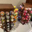 Wooden 84 Spools Thread Rack/Thread Holder Organizer with Inner Storage Compartments, 360 Fully Rotating Thread Storage Organizer for Sewing, Embroidery, Hair-braiding and Jewelry (Brown)