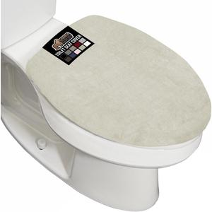 GORILLA GRIP Thick Memory Foam Bathroom Toilet Lid Seat Cover, Soft Velvet Topside, Machine Wash, Plush Cushioned Covers Fits Most Size Lids, Decorative Bath Room Accessories, 19.5x18.5, Ivory