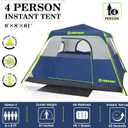 4 Person Instant Tent, Waterproof Pop Up Tents for Camping with Rainfly, 60 Seconds Easy Setup, Automatic Cabin Tent for Family Camping with Expandable Carry Bag & Upgraded Ventilation