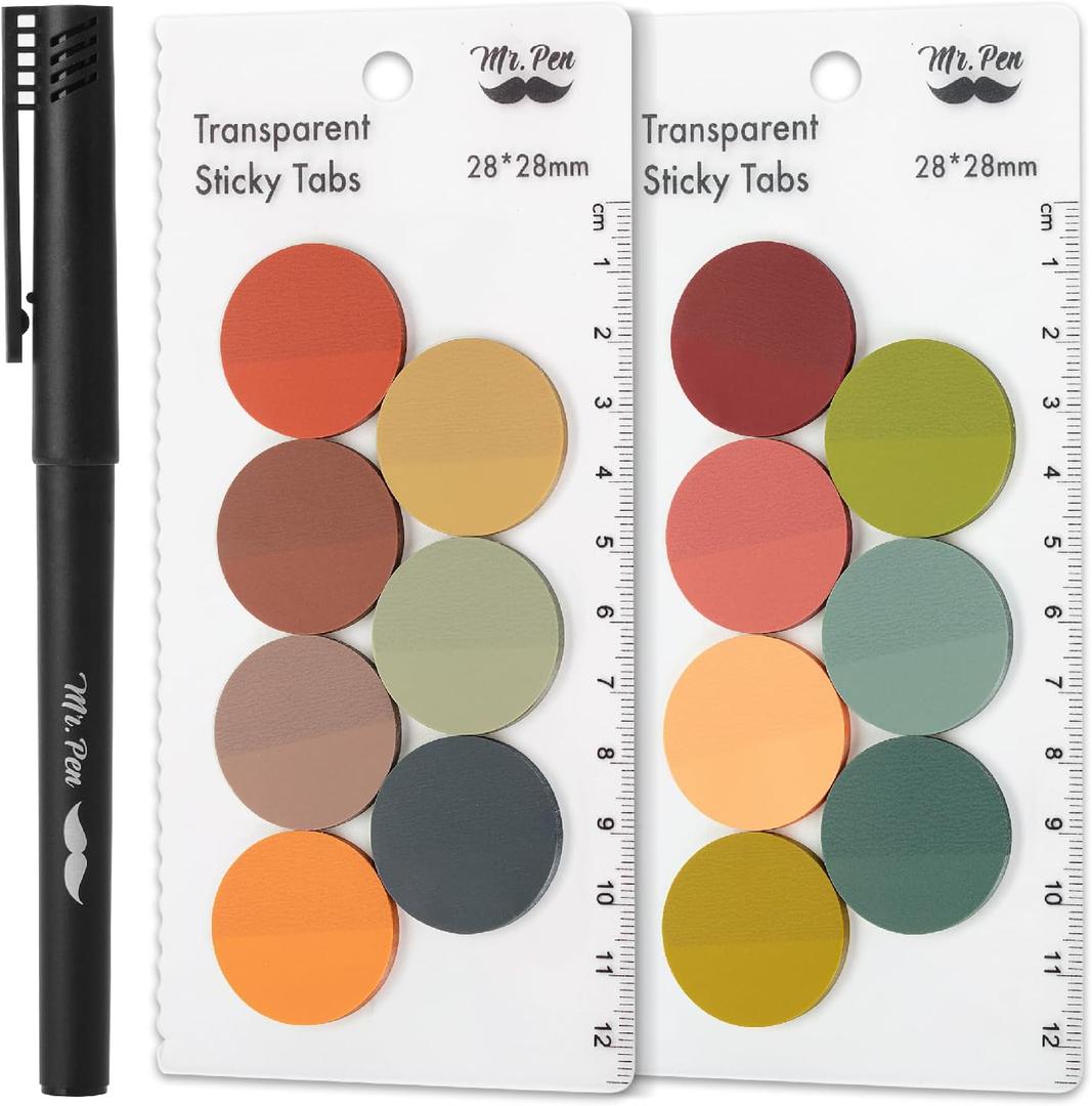 Mr. Pen- Transparent Sticky Note Set, 560Sheets, Colorful, Round Transparent Sticky Notes Set (Vintage)