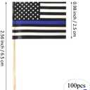 5 x QQSD Thin Blue Line American Police Toothpick Flag Small Mini Cupcake Topper Flags, 100 pcs