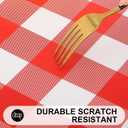 Smiry Rectangle Picnic Table Cloth, Elastic Waterproof Fitted Vinyl Tablecloths, Flannel Backed Buffalo Plaid Table Covers for Dining, Camping, Outdoor (White and Red, 30" x 72")