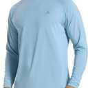 Light Face Men's UPF 50+ Sun Protection Hoodie Shirts Long Sleeve Rash Guard Fishing Hiking SPF UV Shirt Quick Dry (Blue, S)