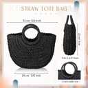 Frienda Straw Tote Bag Summer Beach Bag Handmade Straw Rattan Woven Handbag for Women Travel