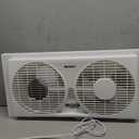 Holmes 9" Twin Blade Manual Window Fan, 2 Speeds, Reversible Airflow, 2 Extender Panels, White