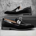 JITAI Mens Velvet Loafers Dress Shoes Loafers for Men Tuxedo Suit Shoes, Black/24, 10 US