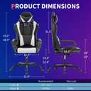 FDW Gaming Chair PU Leather Computer Chair Executive Headrest Lumbar Support Ergonomic Racing Desk Chair with Armrests 360° Swivel & Caster Five Star Metal Base for Office or Gaming