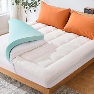Dual Layer 3 Inch Memory Foam Mattress Topper Ultra Soft and Breathable Full Mattress Topper Viscose from Bamboo Topper with Pillow Cases(5475) (White)