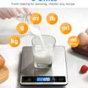Food Scale - 15kg/33lb Digital Kitchen Scale with Full-View LCD Display, Grams and Ounces, Easy Clean Stainless Steel, 6 Units with Tare Function, Precise for Baking, Cooking & Meal Prep, Black