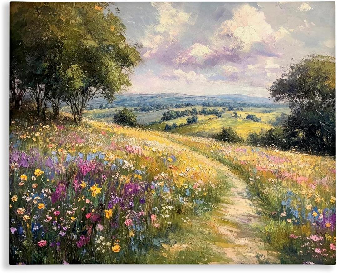 'Peaceful Path Through Meadow'| Canvas Art | Stupell Industries | 40 x 30 Inches, Easy to Hang and Sturdy, Made in USA, by Petal Prints Design