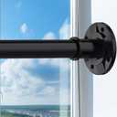 Tension Curtain Rod 64 In Long Curtain Rod Adjustable Pole Heavy Duty Spring Matte Black Shower Curtain Rod for Bathroom Windows Room Divider Never Rust Anti-Slip