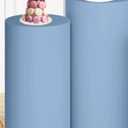 OMKSIH Spandex Cylinder Pedestal Covers Set of 2 - Dusty Blue Stand Covers for Party Dessert Decor - Plinth Cover