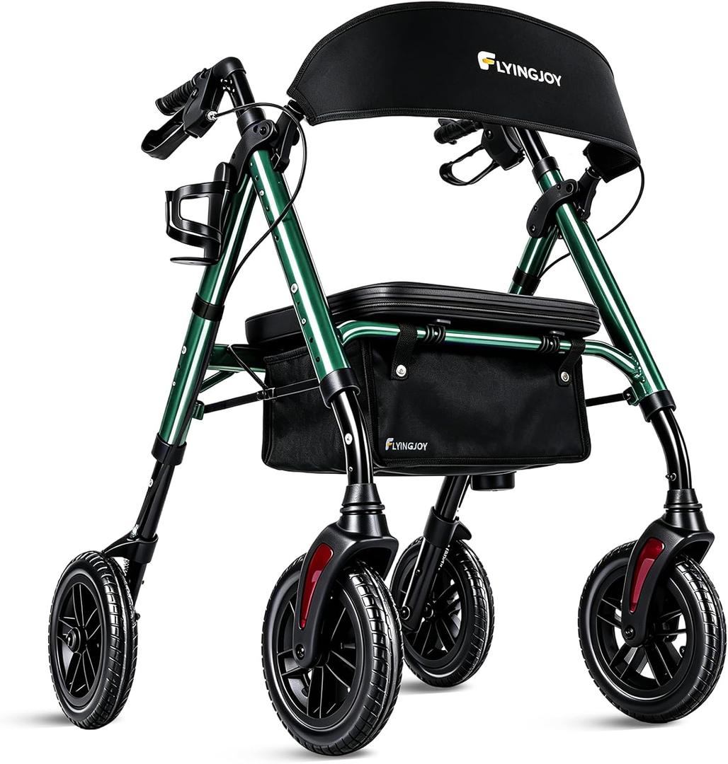 Foldable Rollator Walkers for Seniors with Seat,4 Wheel Rolling Walker
300lb Sturdy Frame|Hand Anti-tip brakes|Adjustable height|8" All-Terrain Wheels|padded seat|7.5" backrest|Tool-Free Assembly