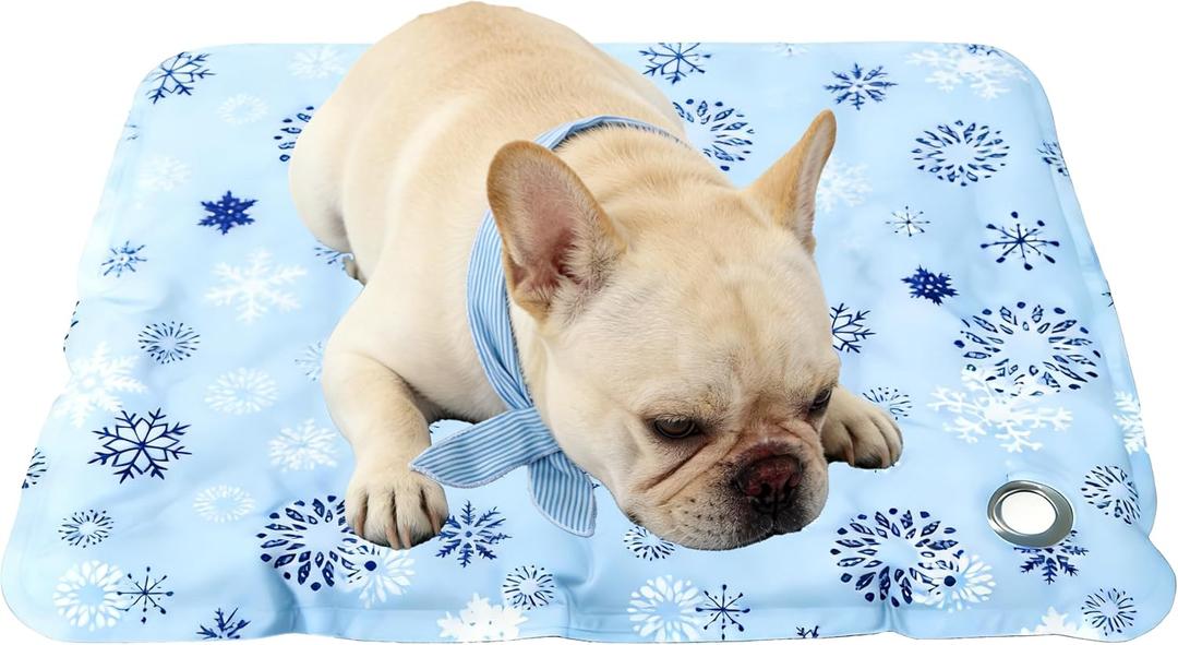 XCL Dog Cooling Mat Thicken Cooling Pad for Dog, Summer Dog Mat Foldable Washable, Endothermic& Waterproof, (QMAX>0.5), Breathable Ice Gel Sleep Mat for Dogs and Cats (20'' x 24''(Small), Ice Blue)