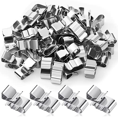Zhengmy 50 Pcs Trailer Frame Wire Clips Stainless Steel Metal Cable Clips 22.5 mm/ 0.89 Inch Solar Panel Double Wire Clamps Trailer Clamps for PV Wiring Boat Cable