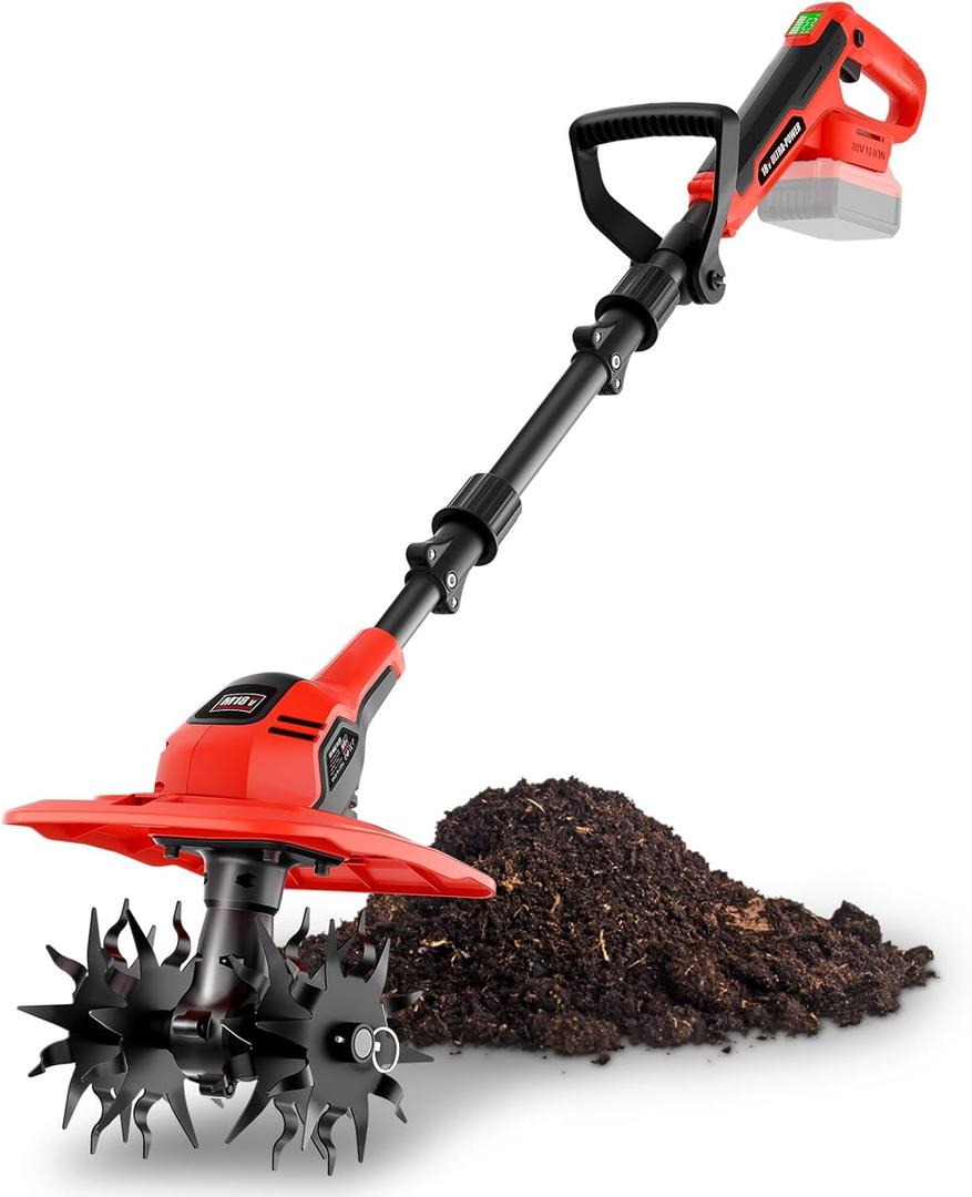 Cordless Tiller Cultivator 9-Inch Width 7-Inch Depth, Compatible with Milwaukee 18V, Battery Powered Garden Cultivator for Garden Flower beds, Tool Only-Battery & Charger not Included