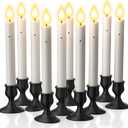 PChero 10 PCS Window Candles with Dusk to Dawn Sensor, 7.2" Flameless Taper Candles Battery Operated with Black Holders, LED Candle Sticks Christmas Window Lights for Home Christmas Holiday Decor